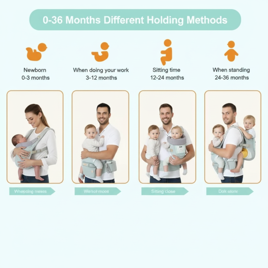 0-36 Months Holding MethodsAll-Season Baby Carrier & Hip Seat BabyGears
