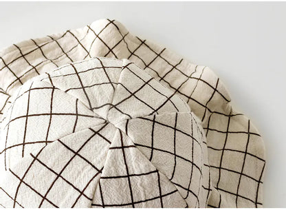 Cream grid baby sun hat - lightweight summer hat View 1Baby Sun Hat - Wide Brim Beach Hat 0-24M BabyGears