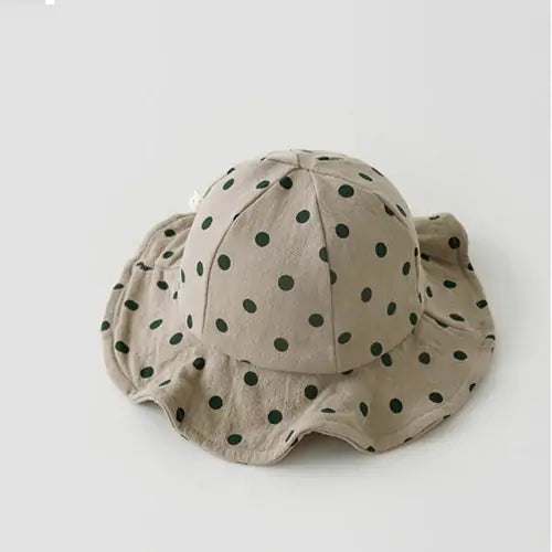Baby beach hat beige polka dot design - UV protectionBaby Sun Hat - Wide Brim Beach Hat 0-24M BabyGears