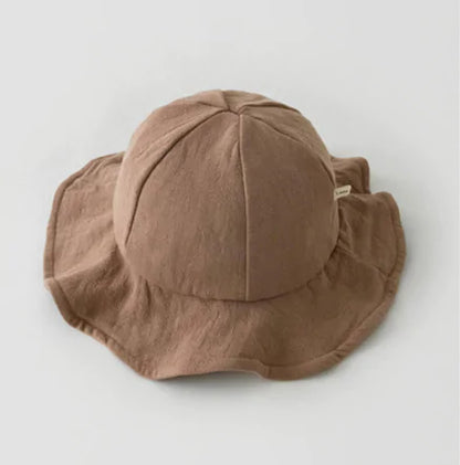Reddish Brown baby sun hat with bow - infant beach accessory Baby Sun Hat - Wide Brim Beach Hat 0-24M BabyGears
