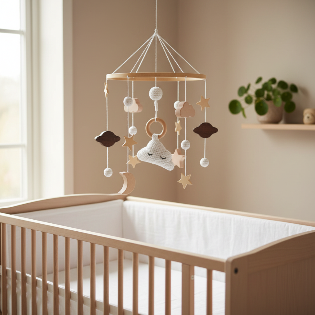 Calm nursery lifestyle shot with cloud mobile