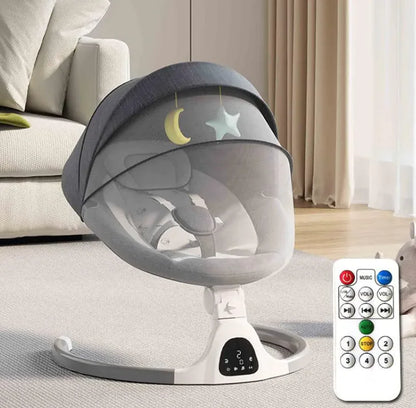 Electric Baby - Rocker & Cradle featuring soft fabric, customizable rocking speeds, and hanging toys.