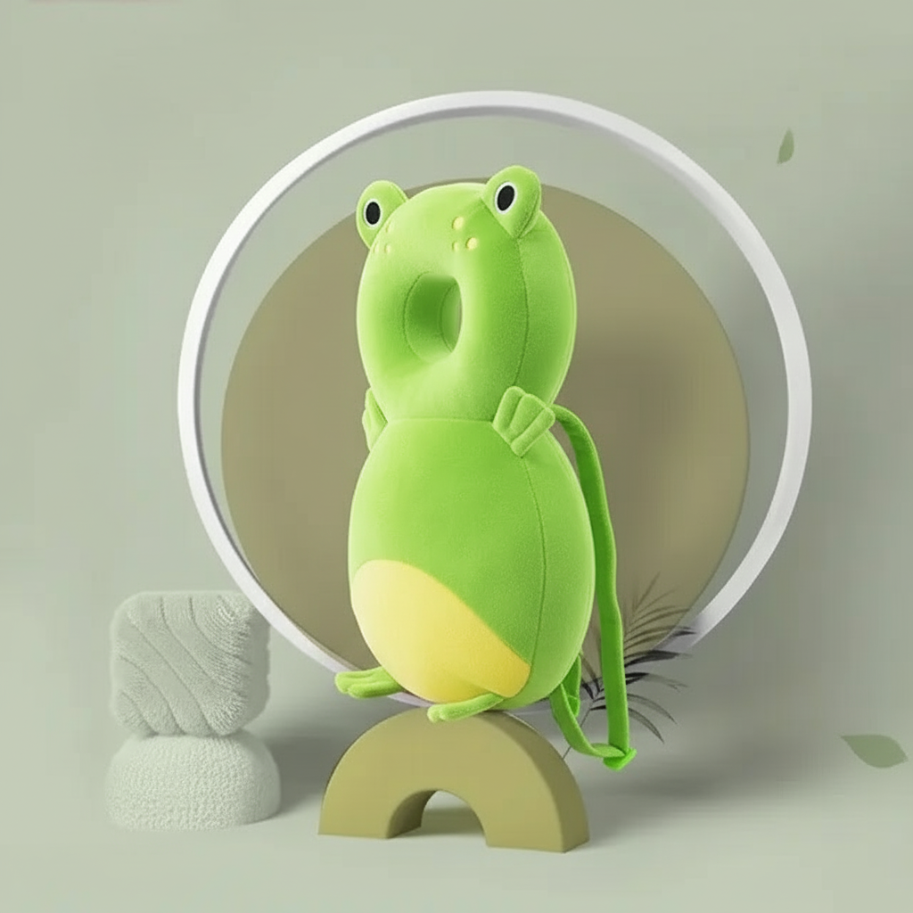 Enhanced Frog Head Protector - Side ViewBaby Head Protector Backpack Pillow