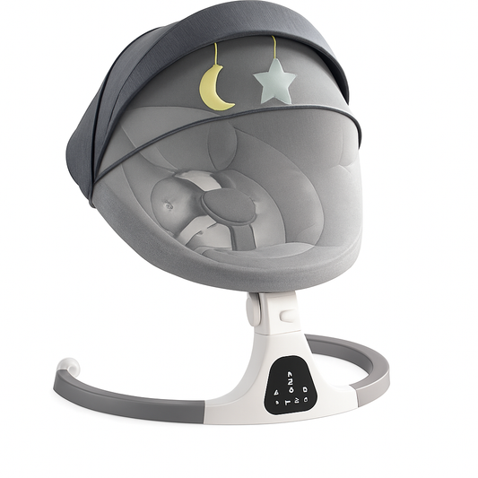 Electric Baby - Rocker & Cradle featuring soft fabric, customizable rocking speeds, and hanging toys.