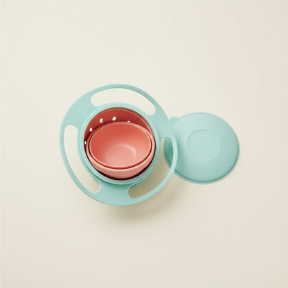 Mint green and coral pink baby suction bowl