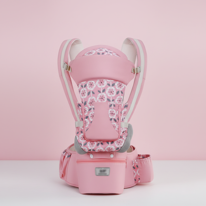 Pink floral baby carrier professional product shot