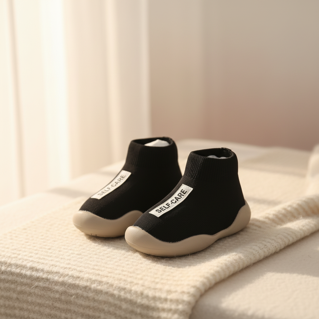 Premium Black Baby Shoes with Label