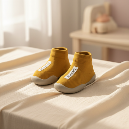 Premium Mustard Yellow Baby Shoes with Label